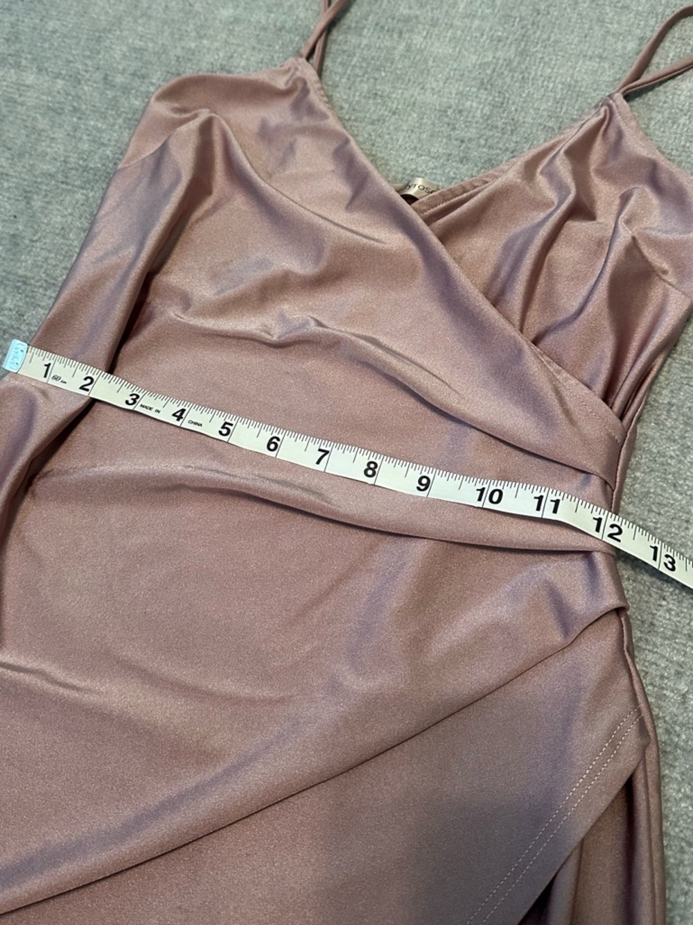 Misty Rose Womens Fitted Ruched Slit Dress in Shimmer Dusty Mauve Size S Party - Picture 6 of 10